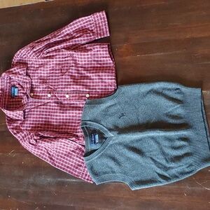 2 pieces Andy & Evan size 4T dress button down long sleeve shirt and vest